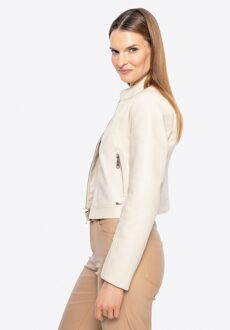 Dames klassieke beige eco-leren jas