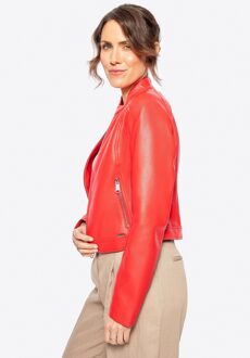 Dames klassieke rode eco-leren jas - maat M Rood