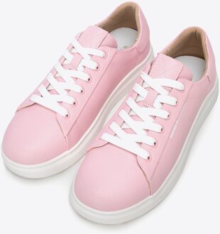Dames klassieke roze platform sneakers, natuurlijk leer