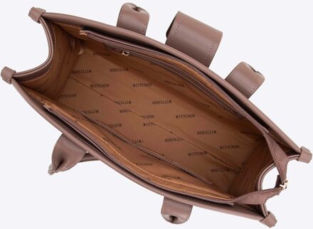 Dames Klassieke Schoudertas met Stoffen Inzetstuk, Beige, Eco-leer - One Size