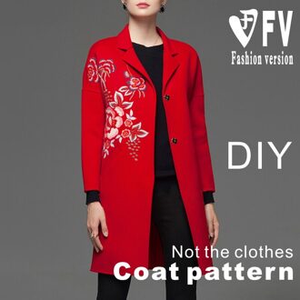 Dames Kleine Revers Dubbelzijdig Wollen Doek Grote Jurk Patroon Snijden Tekening BFY-186 Size 2XL