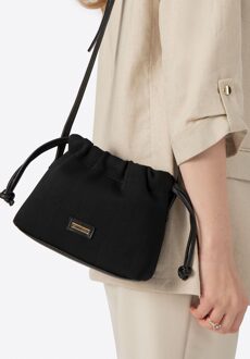 Dames kleine zwarte polyester trekkoordtas