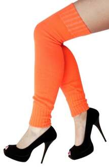 Dames knie-over beenwarmers fluo oranje