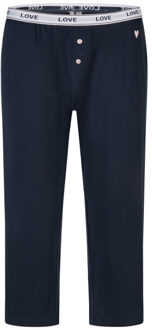 Dames korte mouwen capri pyjama set lang donkerblauw gestreept - maat L Veelkleurig