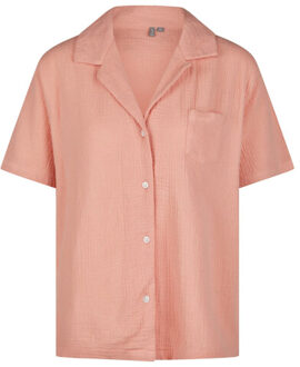 Dames korte pyjama set mousseline shortama Roze - XL