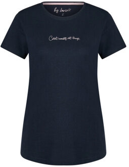 Dames korte pyjama set shortama donkerblauw effen/geruit Veelkleurig