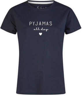 Dames korte pyjama set shortama donkerblauw/wit gestreept Veelkleurig