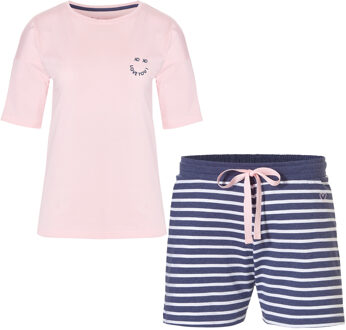 Dames korte pyjama set shortama + top Roze - M