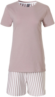 Dames korte pyjama set shortama soft Roze - XL