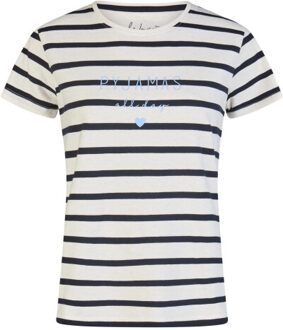 Dames korte pyjama set shortama wit/donkerblauw gestreept Veelkleurig - XL