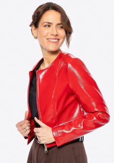 Dames Korte Rode Eco-leren Jas Rood