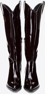 Dames lakleren cowboylaarzen hoog donker bordeauxrood donker bordeaux Donkerrood