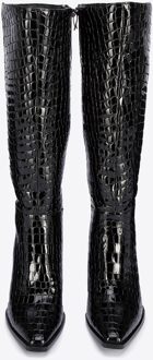 Dames lakleren croco hoge hak laarzen, zwart, natuurlijk leer - EU 39