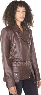Dames lang leren bikerjack-Quito Bruin