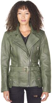 Dames lang leren bikerjack-Quito Groen