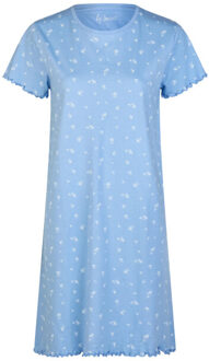 Dames lang nachthemd korte mouwen blauw - S