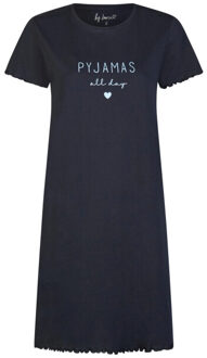 Dames lang nachthemd korte mouwen donker Blauw - XL