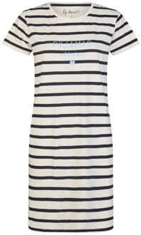 Dames lang nachthemd korte mouwen wit gestreept Veelkleurig - XL