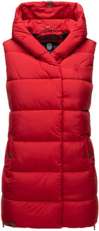 dames lange gewatteerde bodywarmer Madilynaa – Warm & Comfortabel Rood - 2XL