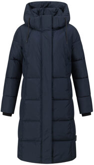 dames lange gewatteerde winterjas Tabiaa XVI met capuchon & fleece Blauw - XL