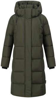 dames lange gewatteerde winterjas Tabiaa XVI met capuchon & fleece Groen