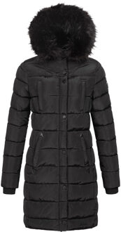 dames lange winterjas Lotusblüte Princess – Warm & Elegant Zwart - M