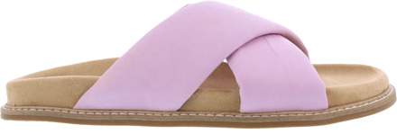 Dames leather band slipper Roze - 37