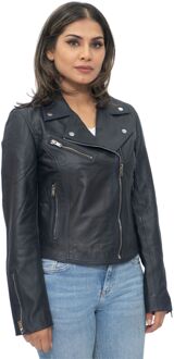 Dames lederen klassieke biker Brando jas-Baku Blauw - EU 44 / UK 16
