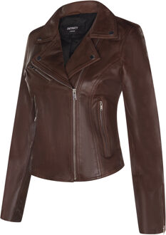 Dames lederen klassieke biker Brando jas-Baku - maat EU 38 / UK 10 Bruin