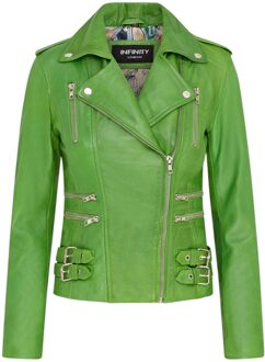Dames leren appelgroene Brando bikerjack - Constantia Limoengroen