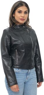 Dames leren bikerjack-Celaya - maat Zwart