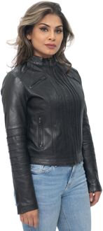 Dames leren bikerjack-Konya Zwart