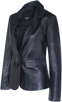 Dames leren blazerjack met één knop - Newhaven - maat EU 42 / UK 14 Zwart