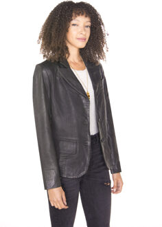 Dames leren blazerjack-Seregno - maat EU 36 / UK 8 Zwart