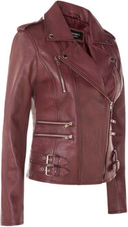 Dames leren Brando bikerjack-Loddon Bourgogne