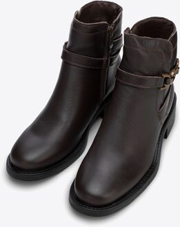 Dames Leren Chelsea Boots met Decoratieve Ketting, Bruin, Natuurlijk Leer - maat