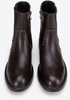 Dames Leren Chelsea Boots met Decoratieve Klinknagels Bruin Natuurlijk Leer - EU 35