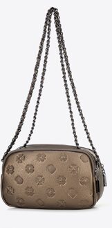 Dames Leren Crossbody Tas met Gouden Ketting, Natuurlijk Leer - One Size