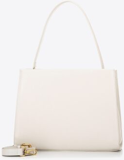 Dames leren etui met bandjes, crème, natuurlijk leer