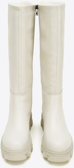 Dames leren laarzen met dikke zool en rits, grijsbeige, natuurleer - EU 38