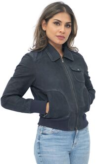 Dames leren MA-1 Varsity jack-Ann Arbor - maat EU 40 / UK 12 Navy