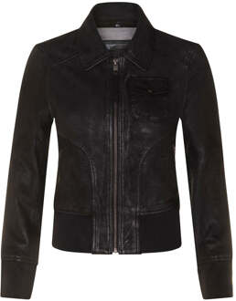 Dames leren MA-1 Varsity jack-Ann Arbor - maat EU 44 / UK 16 Zwart