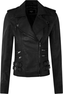 Dames leren matzwarte Brando bikerjack - Constantia - EU 40 / UK 12