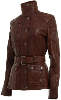 Dames leren militair geïnspireerde bikerjack-Middleton Bruin - EU 42 / UK 14