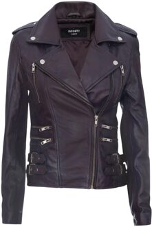 Dames leren paarse Brando bikerjack - Constantia - EU 50 / UK 22