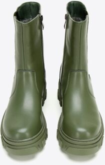 Dames Leren Plateau Laarzen Groen Natuurlijk Leer - EU 37
