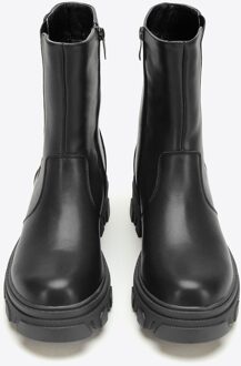 Dames Leren Plateau Laarzen Zwart Natuurlijk Leer - EU 39