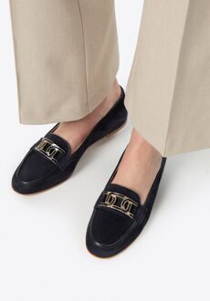 Dames Leren Platte Loafers Marineblauw Natuurlijk Leer Donkerblauw - EU 39