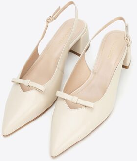 Dames leren pumps met hak, beige, natuurlijk leer - maat