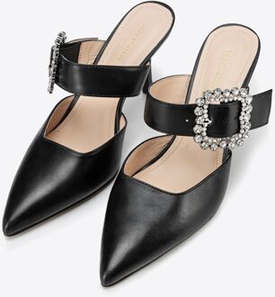 Dames leren pumps met stilettohak, zwart, natuurlijk leer